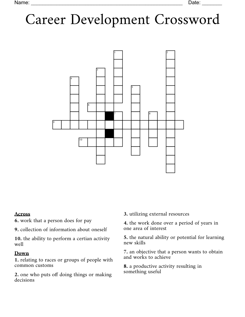 Career Development Crossword