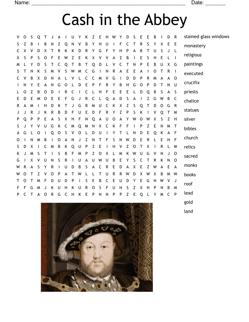 Cash in the Abbey Word Search