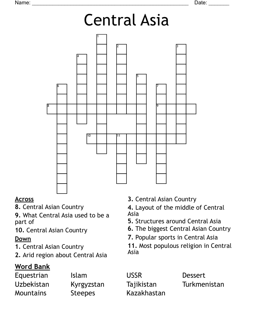 Central Asia Crossword