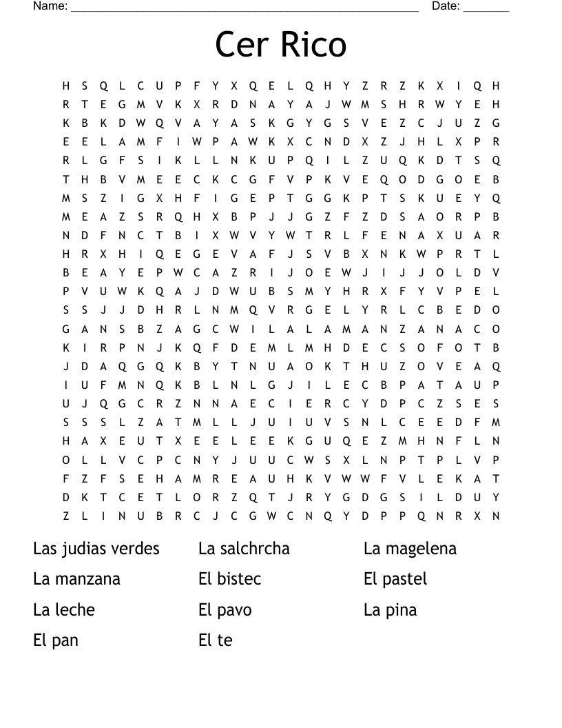 Cer Rico Word Search