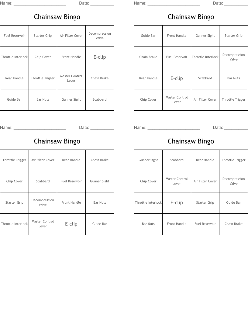 Chainsaw Bingo