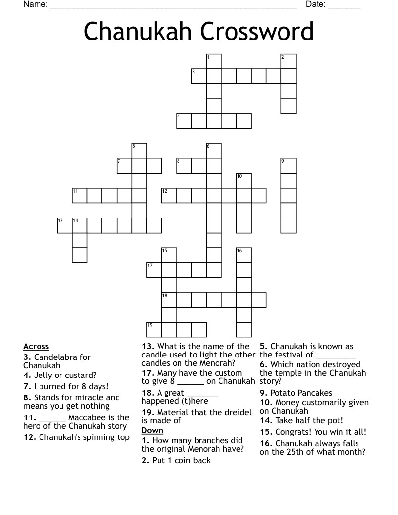 Chanukah Crossword