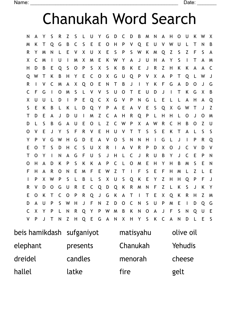 Chanukah Word Search