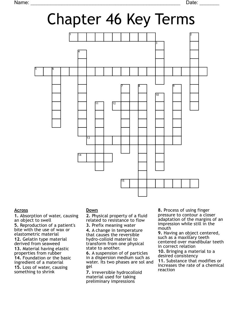 Chapter 46 Key Terms Crossword