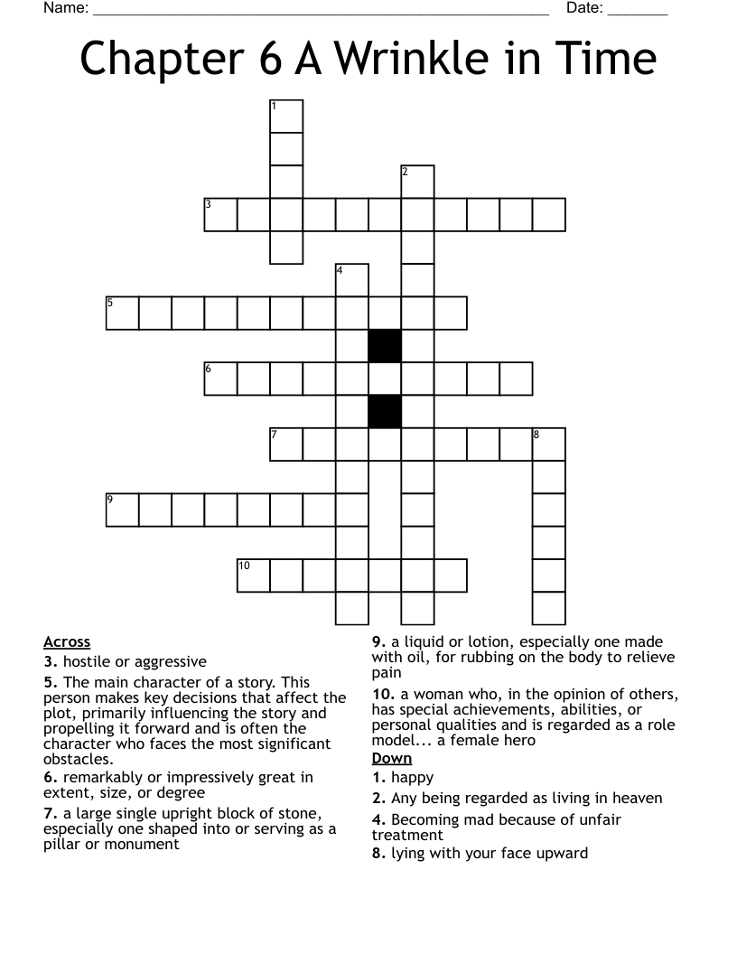 Chapter 6 A Wrinkle in Time Crossword
