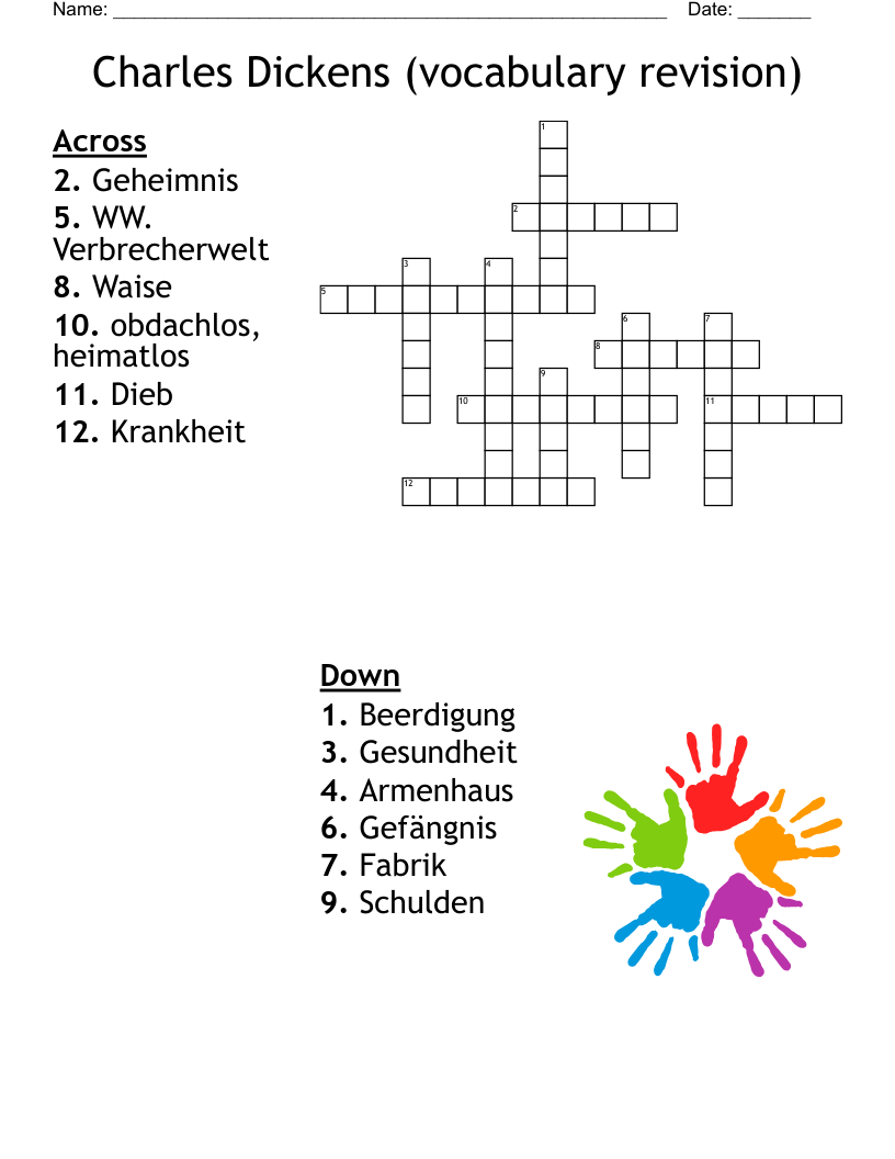 Charles Dickens (vocabulary revision) Crossword