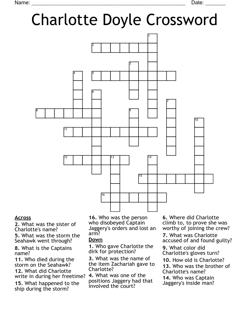 Charlotte Doyle Crossword
