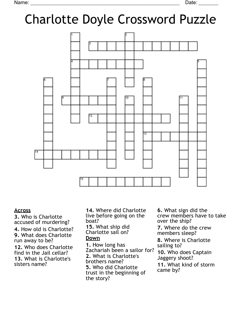 Charlotte Doyle Crossword Puzzle