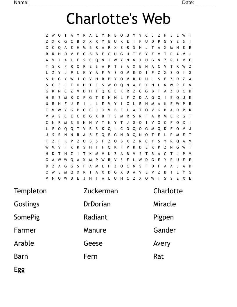 Charlotte's Web Word Search