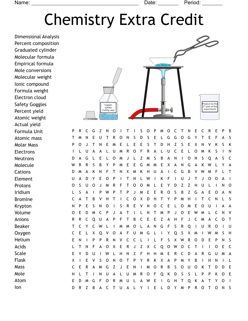 Chemistry Extra Credit Word Search