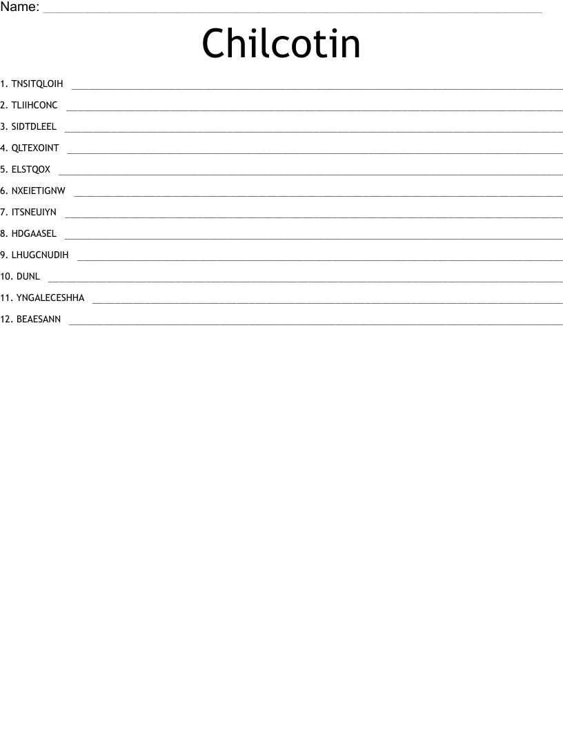 Chilcotin Word Scramble