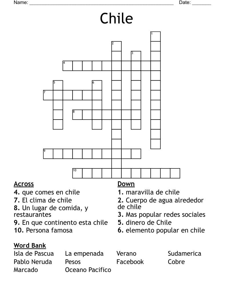 Chile Crossword
