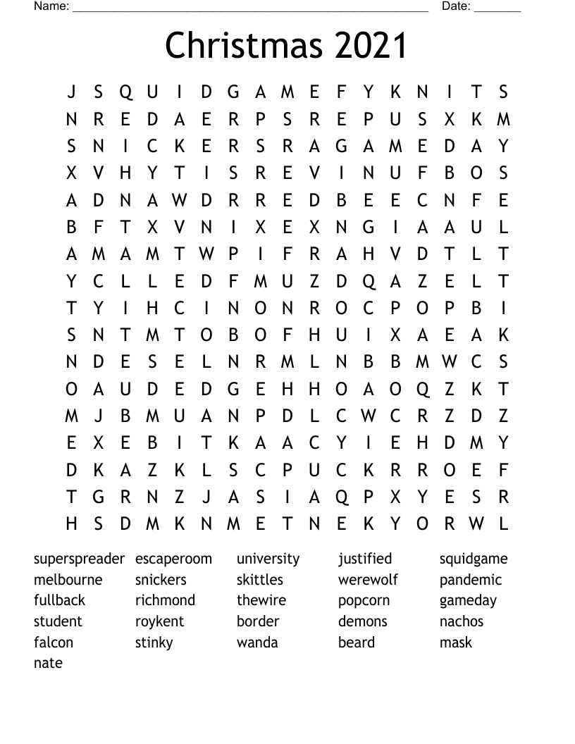 Christmas 2021 Word Search