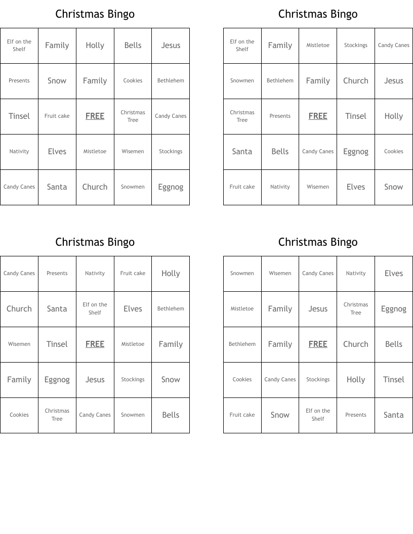 Christmas Bingo