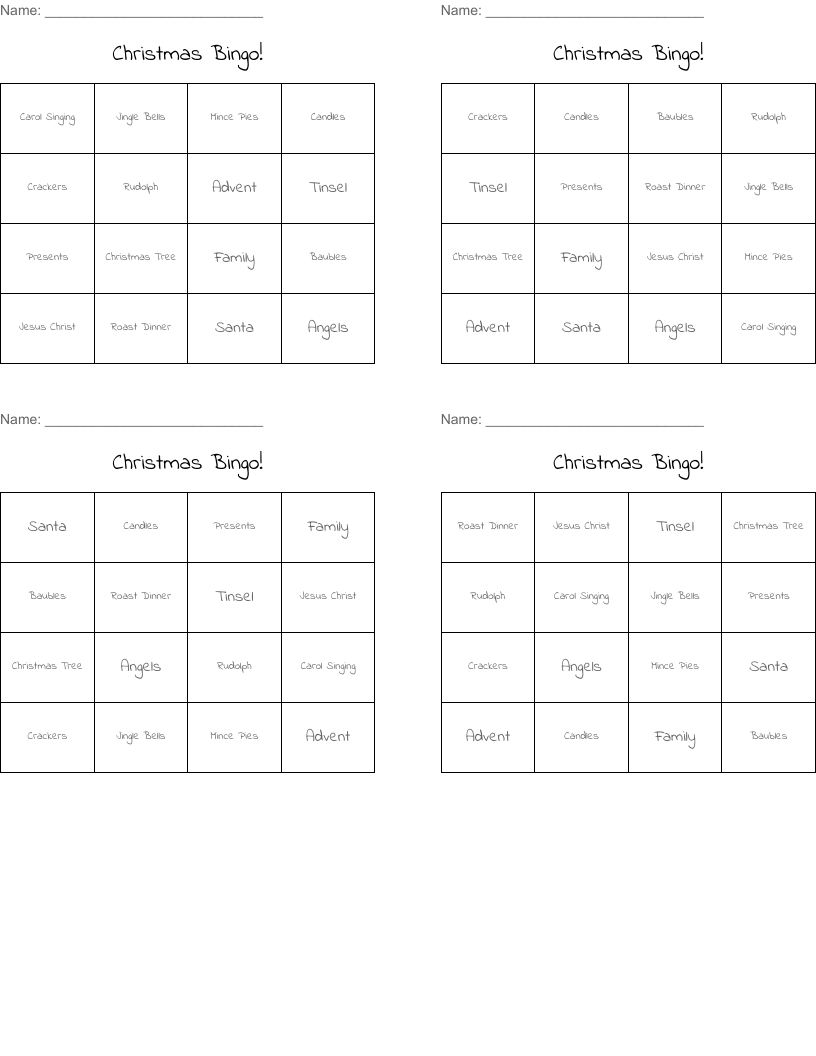 Christmas Bingo!