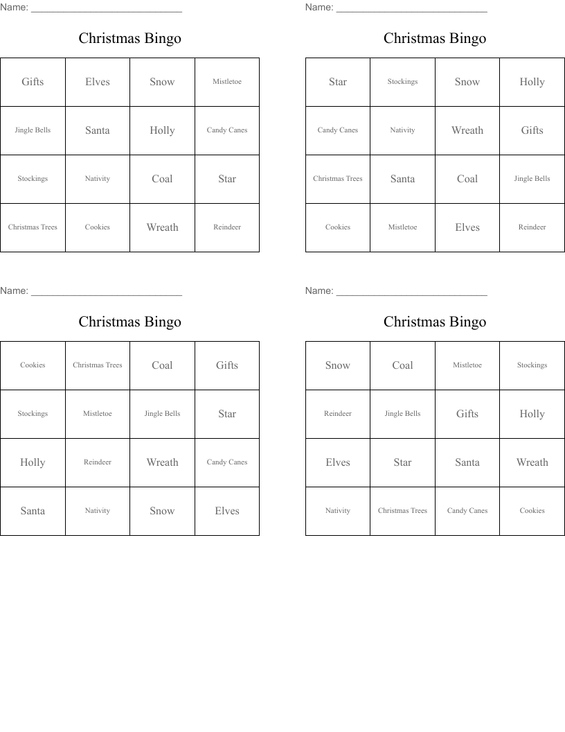 Christmas Bingo