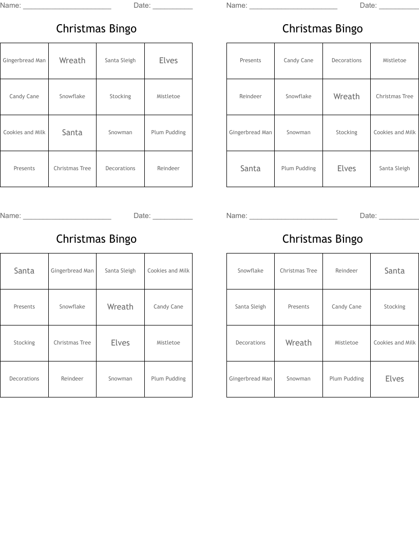Christmas Bingo
