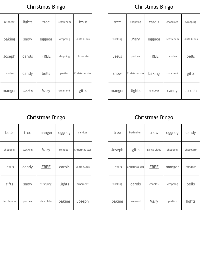 Christmas Bingo
