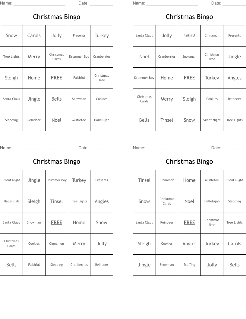Christmas Bingo