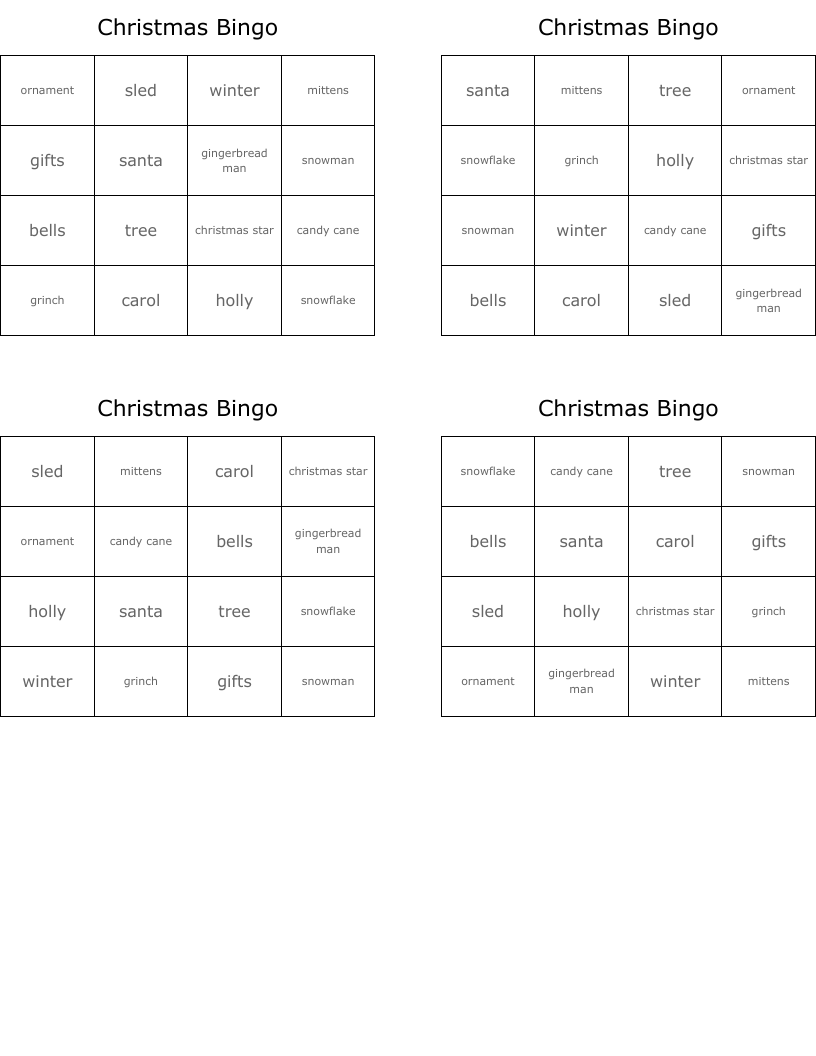 Christmas Bingo 