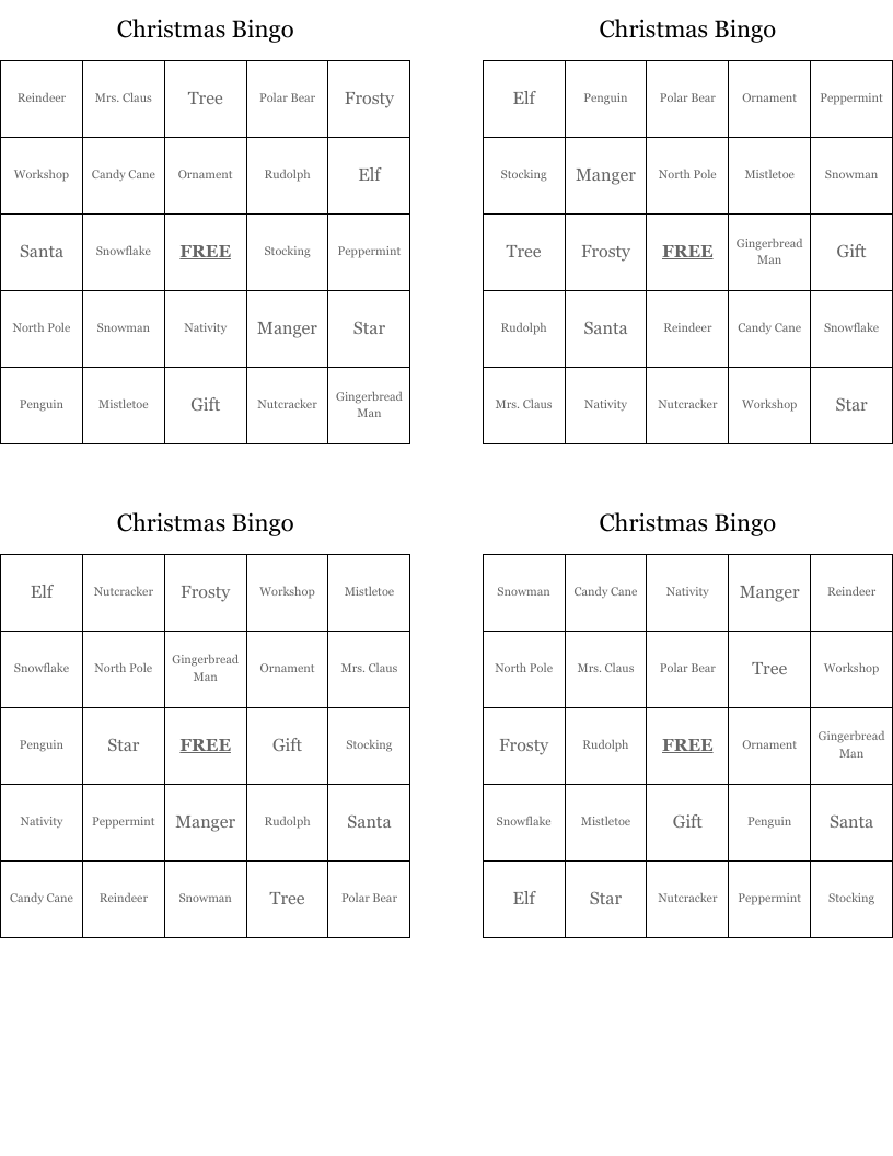 Christmas Bingo