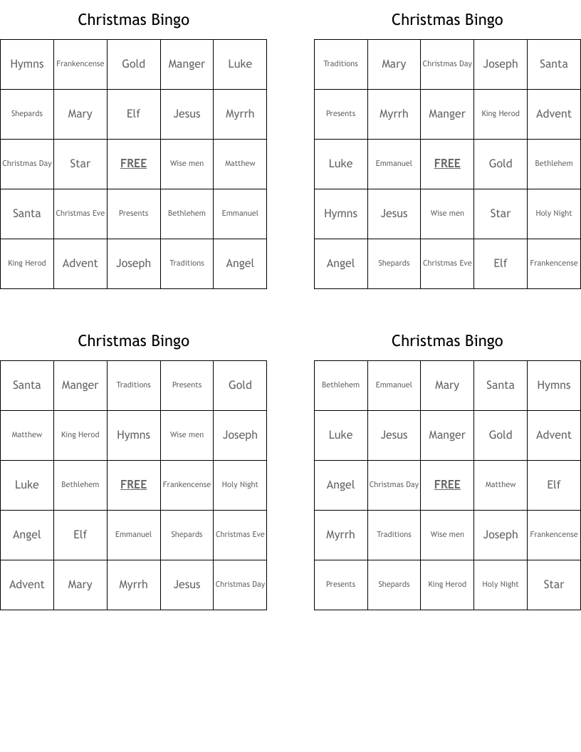 Christmas Bingo