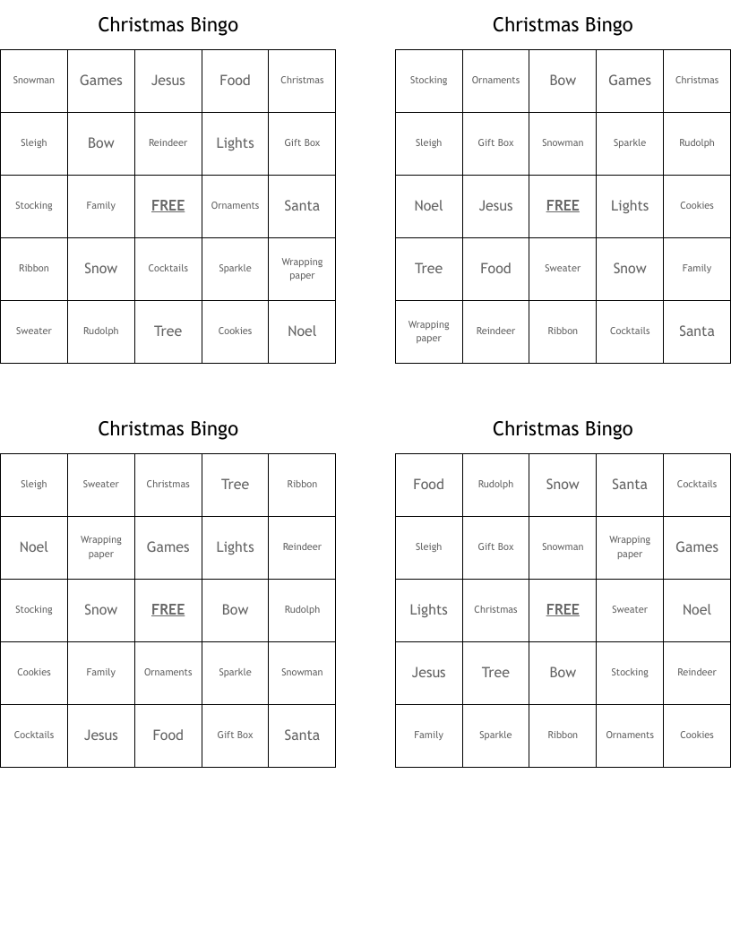 Christmas Bingo 