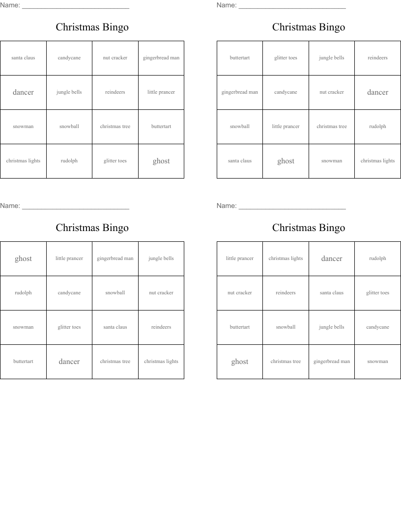 Christmas Bingo