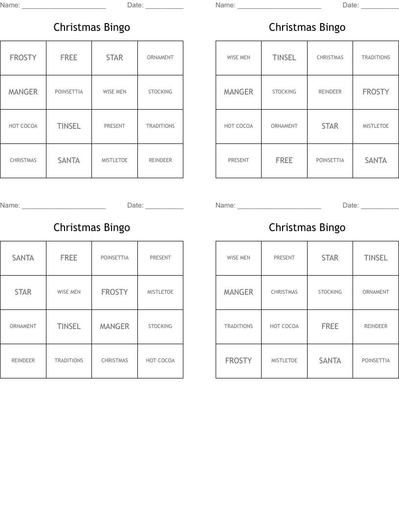 Christmas Bingo