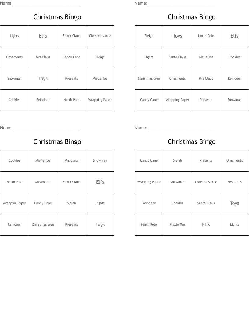 Christmas Bingo