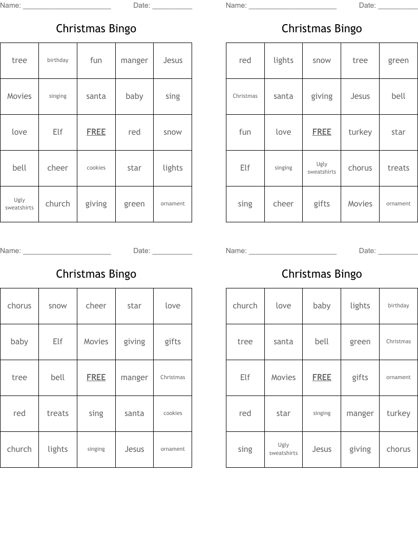 Christmas Bingo