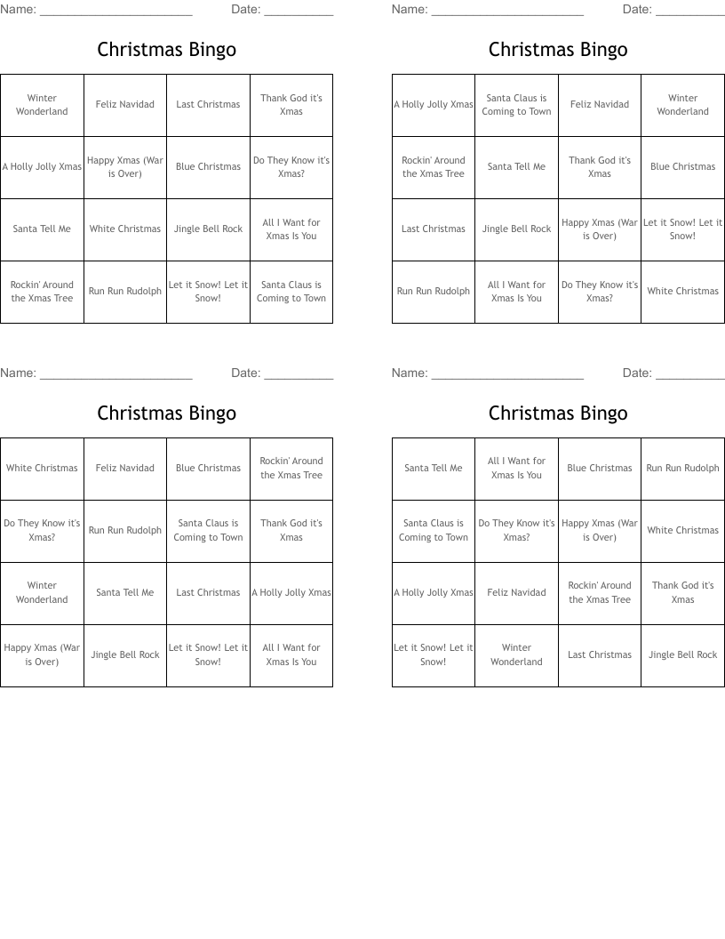 Christmas Bingo