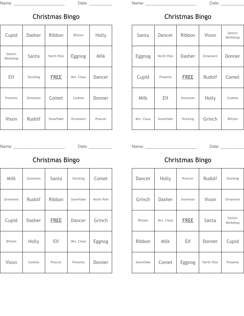 Christmas Bingo