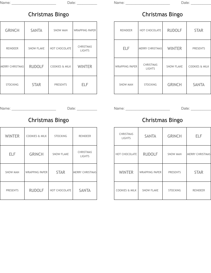 Christmas Bingo