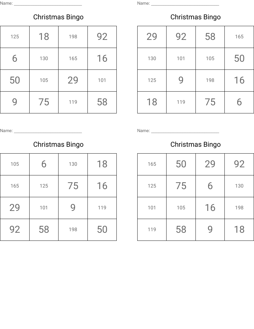 Christmas Bingo