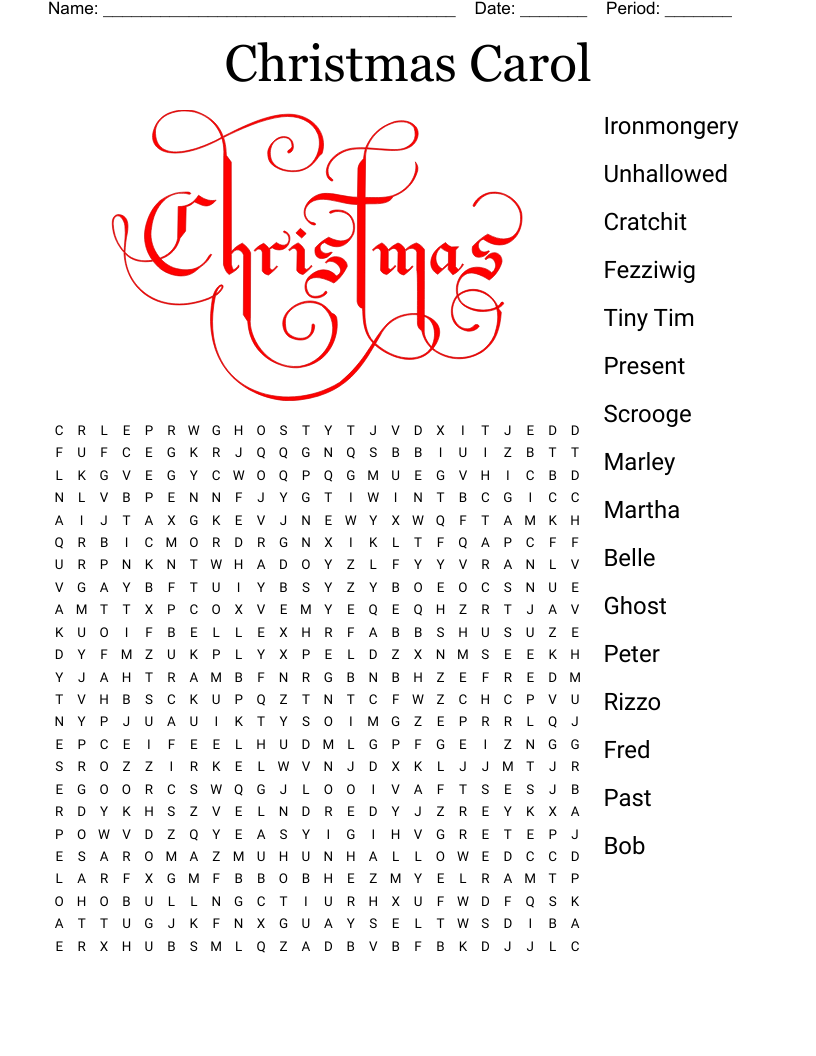 Christmas Carol Word Search