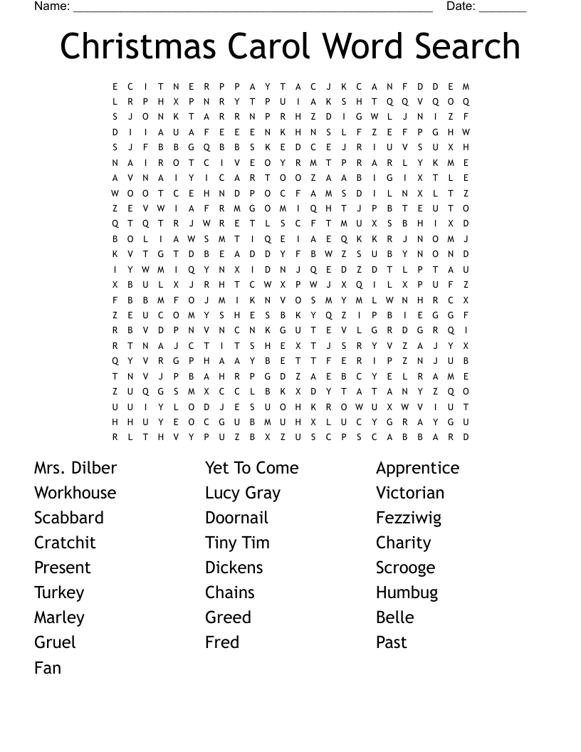 Christmas Carol Word Search