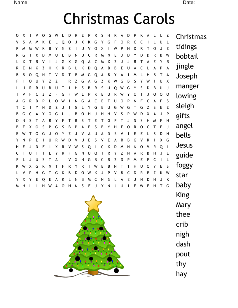 Christmas Carols Word Search