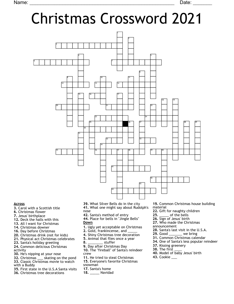 Christmas Crossword 2021