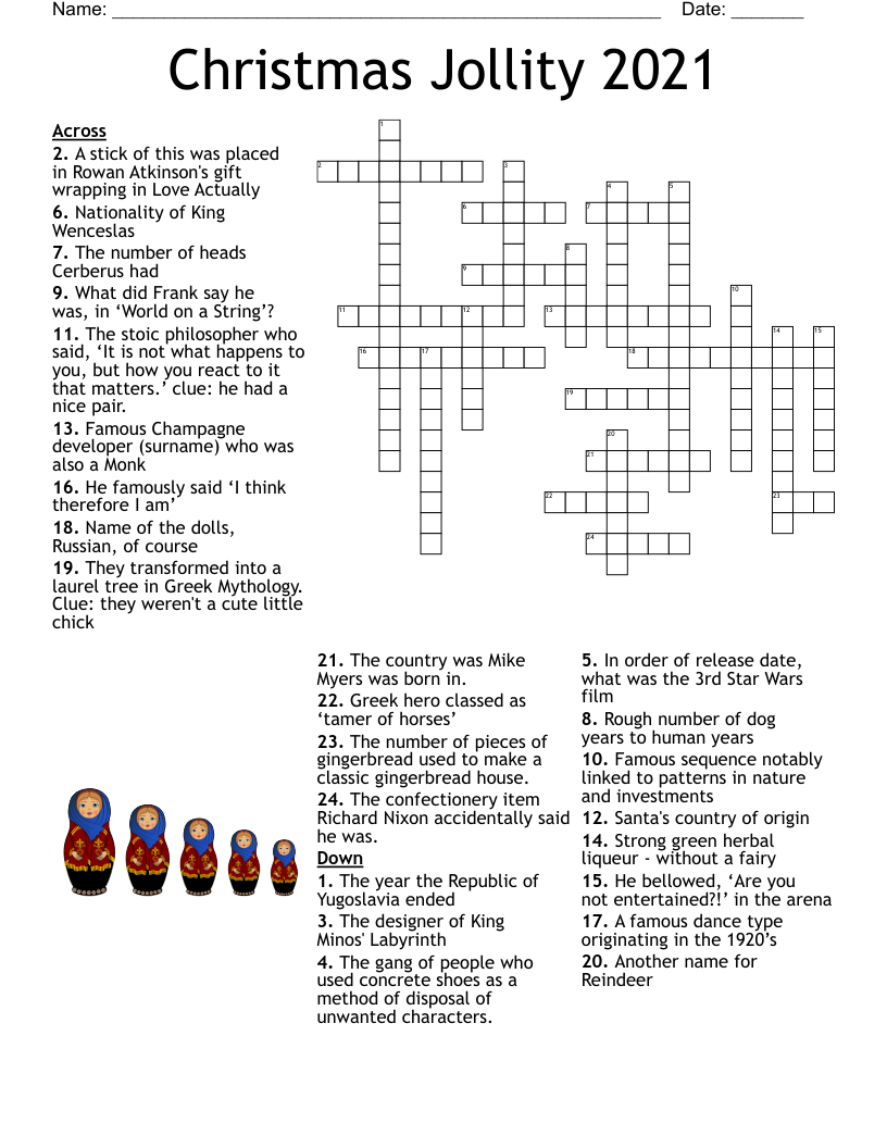 Christmas Jollity 2021 Crossword