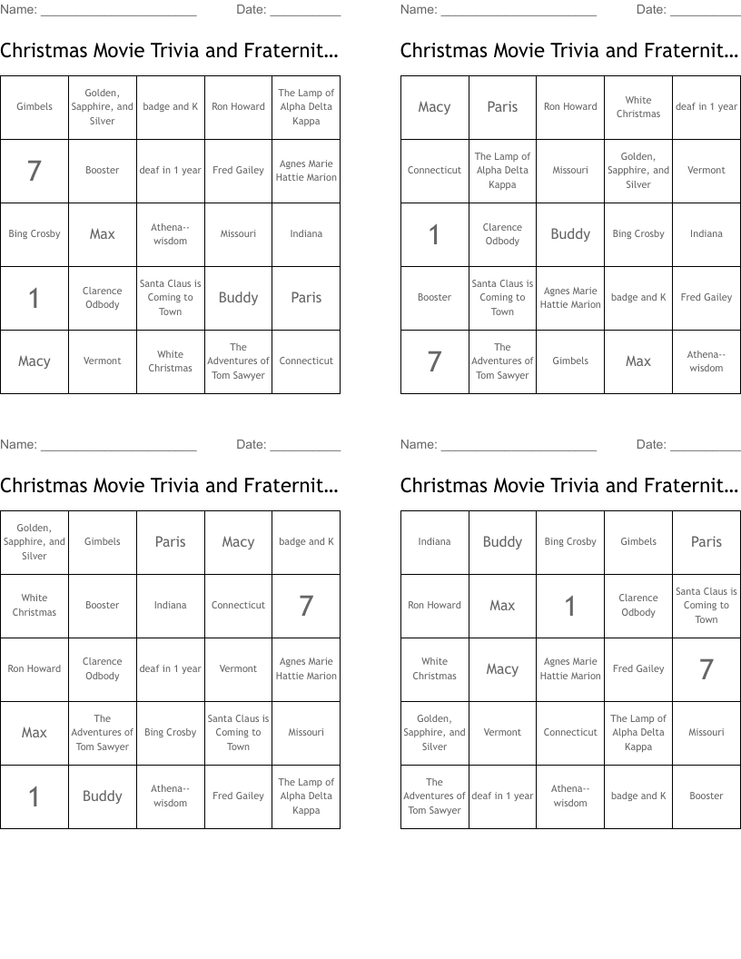 Christmas Movie Trivia and Fraternity Ed