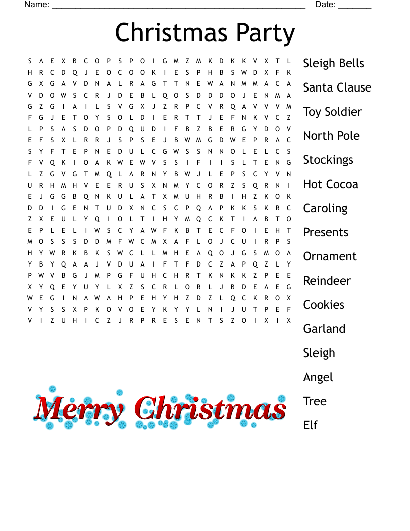 Christmas Party Word Search