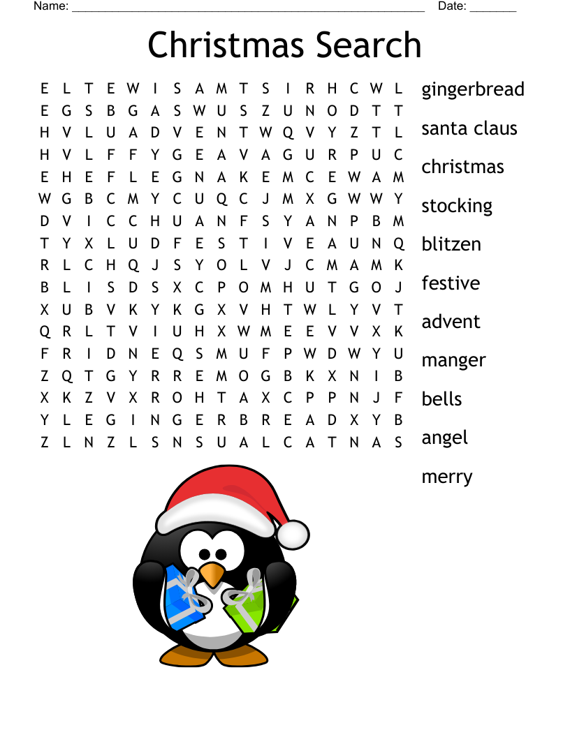 Christmas Search Word Search