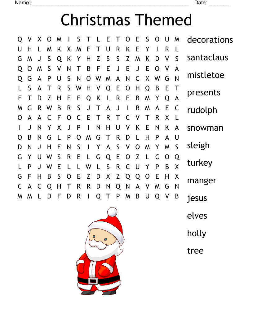 Christmas Themed Word Search