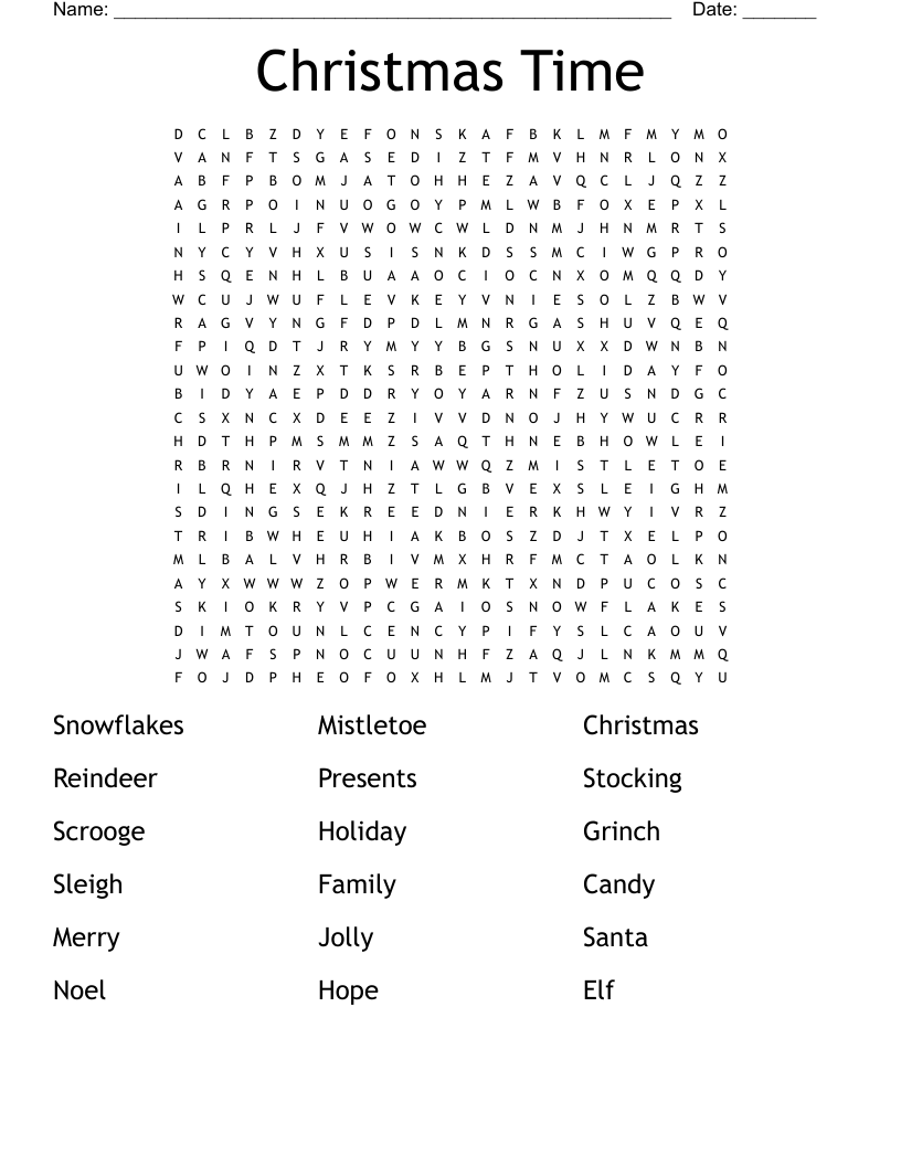 Christmas Time Word Search