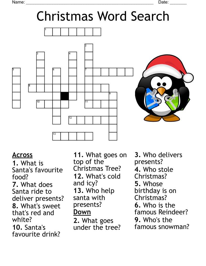 Christmas Word Search Crossword