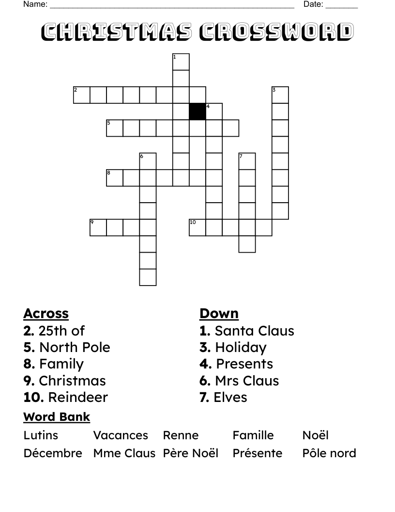 Christmas crossword