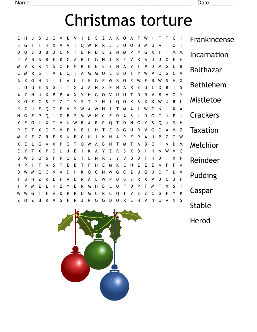 Christmas torture Word Search