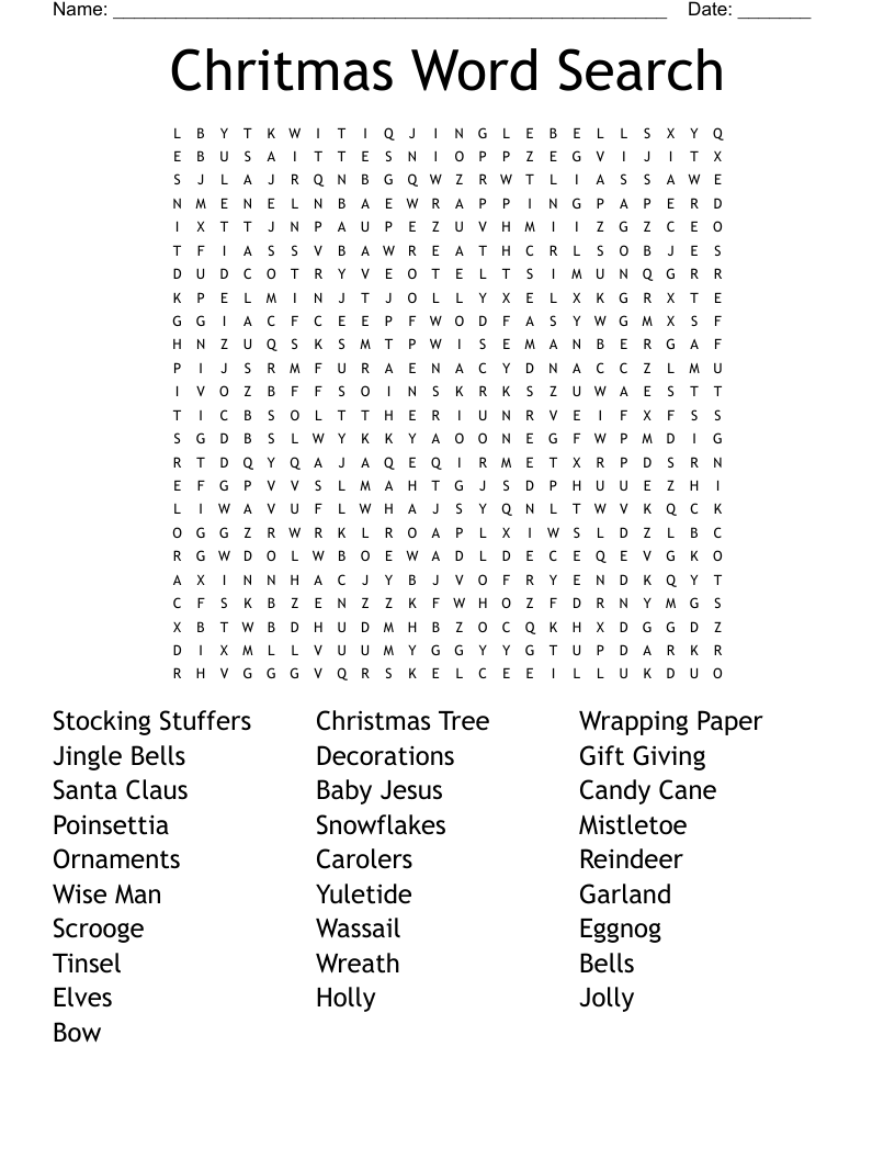 Chritmas Word Search