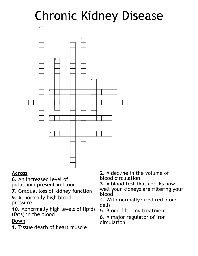 Chronic Kidney Disease Crossword